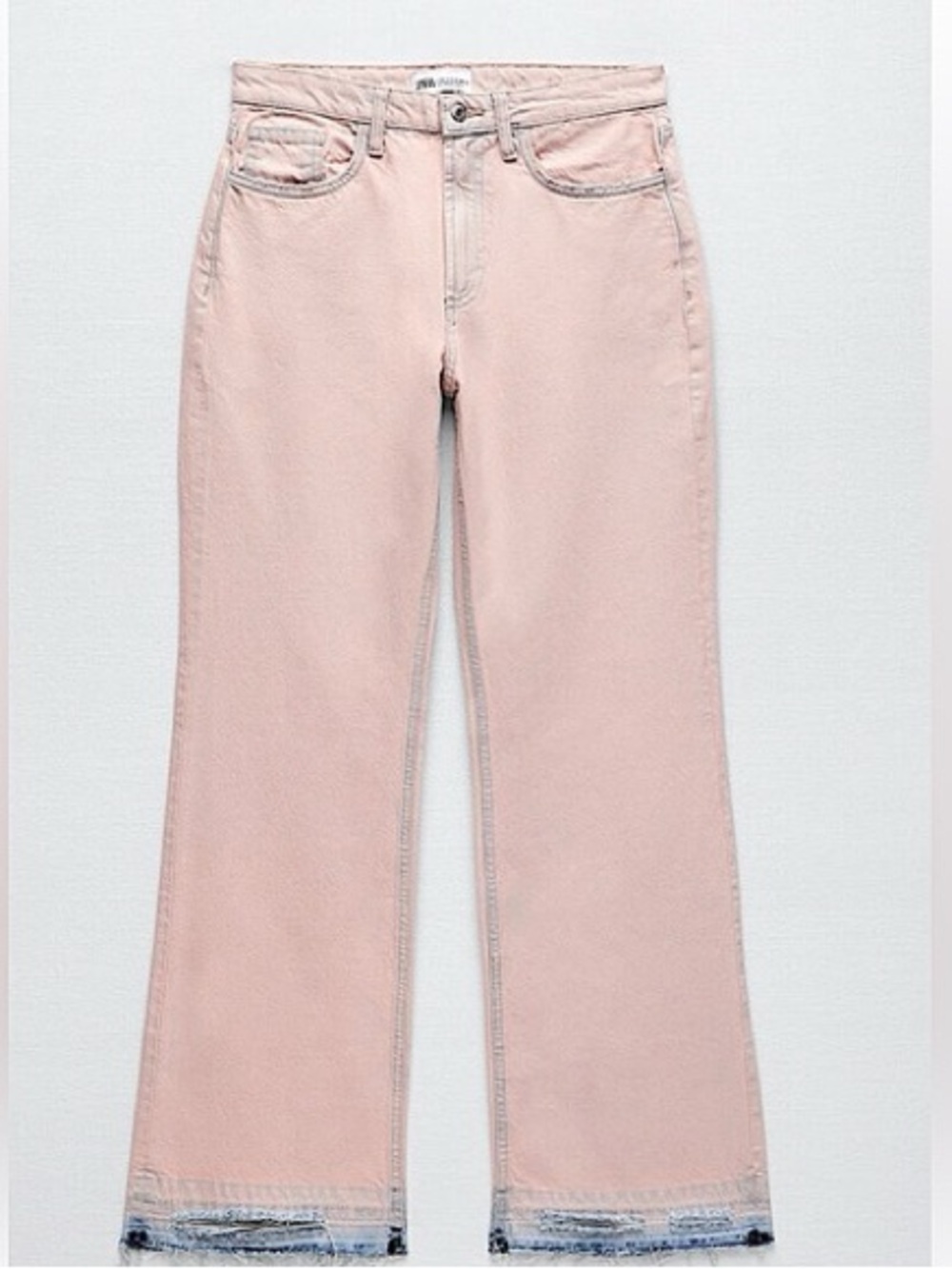 Zara Pastel Pink High-Rise Wide-Leg Jeans